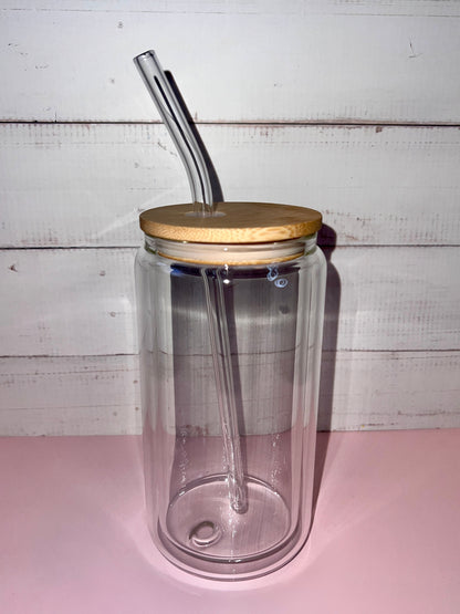 16 oz Glass Snow Globe Tumbler