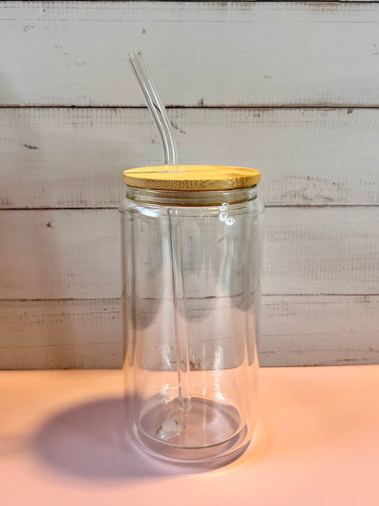 16 oz Glass Snow Globe Tumbler